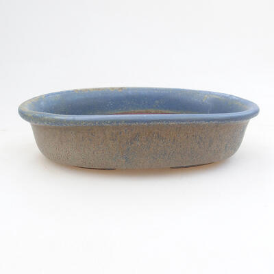 Bonsaischale aus Keramik 14,5 x 10 x 3,5 cm, Farbe braun-blau - 1