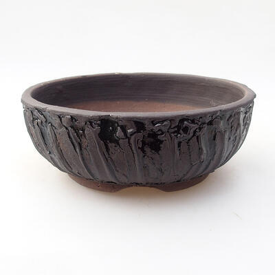 Bonsaischale aus Keramik 15,5 x 15,5 x 6 cm, Riss schwarz - 1