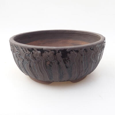 Bonsaischale aus Keramik 16 x 16 x 7 cm, Riss schwarz - 1