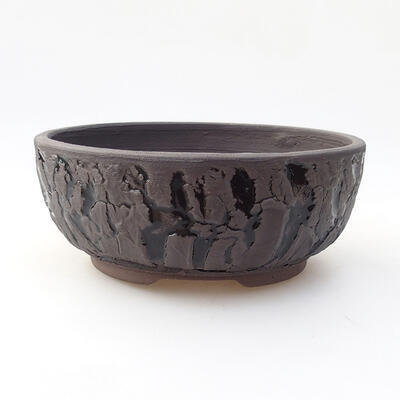 Bonsaischale aus Keramik 16 x 16 x 6,5 cm, Farbe Riss schwarz - 1