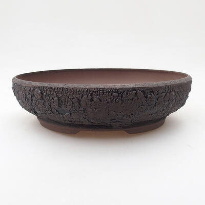Bonsaischale aus Keramik 20 x 20 x 5,5 cm, Farbe Riss schwarz - 1