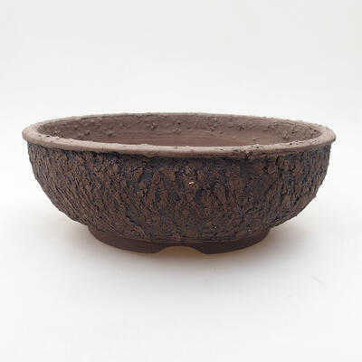 Keramik-Bonsaischale 19 x 19 x 6,5 cm, rissig schwarz - 1