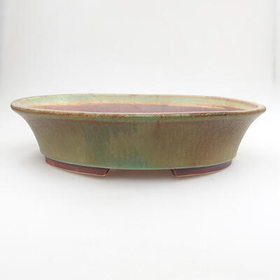 Keramik-Bonsaischale 32,5 x 28 x 8 cm, Farbe braun-grün - 1