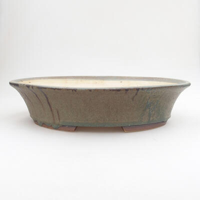 Keramik-Bonsaischale 33 x 28,5 x 8 cm, Farbe braun-grün - 1