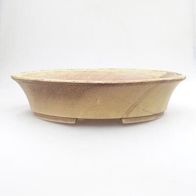 Keramik-Bonsaischale 32,5 x 28 x 8 cm, Farbe braun-gelb - 1