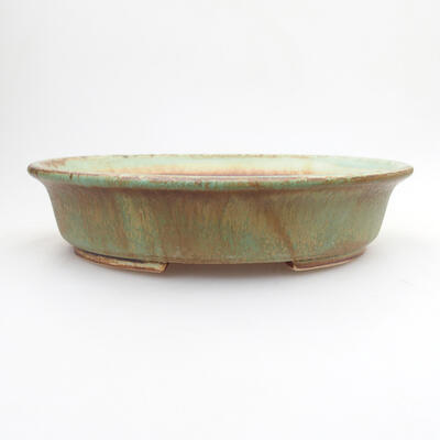 Bonsaischale aus Keramik 19,5 x 17 x 5,5 cm, Farbe braun-grün - 1