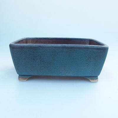 Bonsaischale aus Keramik 13 x 10,5 x 5,5 cm, blau-schwarze Farbe - 1