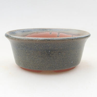 Keramische Bonsai-Schale 10 x 10 x 4 cm, Farbe blau - 1