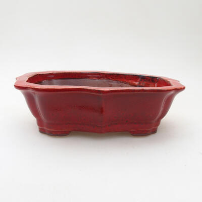 Bonsaischale aus Keramik 14,5 x 10 x 4,5 cm, Farbe rot - 1