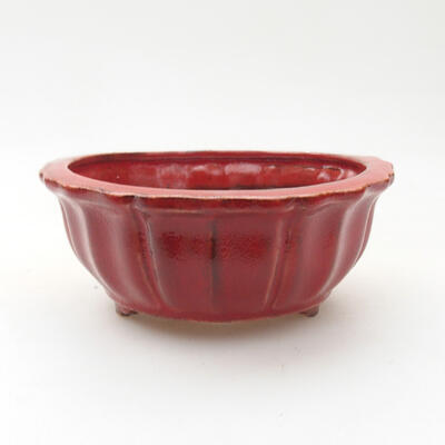 Bonsaischale aus Keramik 10,5 x 10,5 x 4,5 cm, Farbe rot - 1