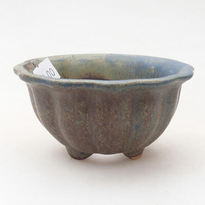 Bonsaischale aus Keramik 8 x 8 x 4,5 cm, Farbe braun-blau - 1