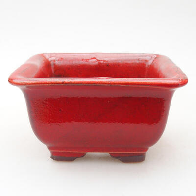 Bonsaischale aus Keramik 9 x 9 x 5,5 cm, Farbe rot - 1