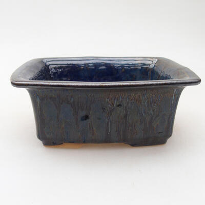 Keramik-Bonsaischale 11 x 9 x 4,5 cm, blau-schwarze Farbe - 1