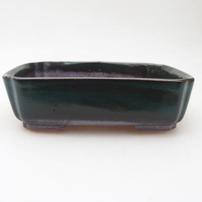 Keramik-Bonsaischale 15 x 12 x 4 cm, Farbe grün-schwarz - 1