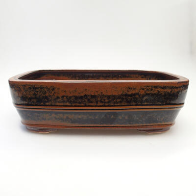 Bonsaischale aus Keramik 24 x 18 x 7,5 cm, Farbe braun-schwarz - 1