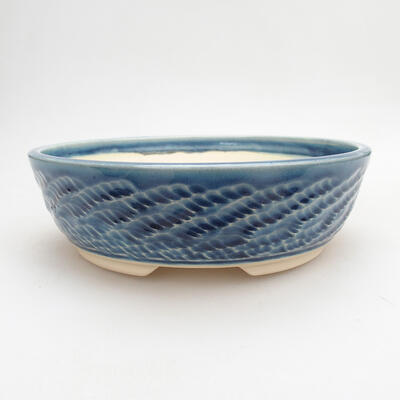 Bonsaischale aus Keramik 19,5 x 19,5 x 6 cm, Farbe blau - 1