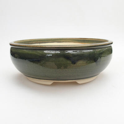 Bonsaischale aus Keramik 19,5 x 19,5 x 7 cm, Farbe grün - 1