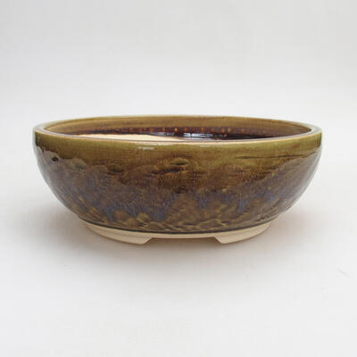 Keramik-Bonsaischale 20 x 20 x 7 cm, Farbe grün-braun - 1