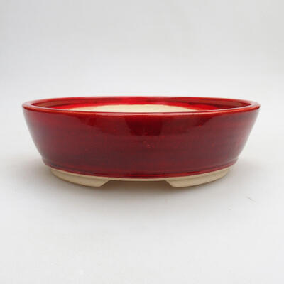 Bonsaischale aus Keramik 19 x 19 x 5,5 cm, Farbe rot - 1
