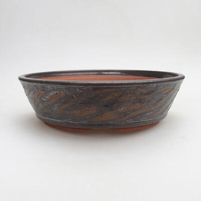 Bonsaischale aus Keramik 21,5 x 21,5 x 6 cm, metallfarben - 1