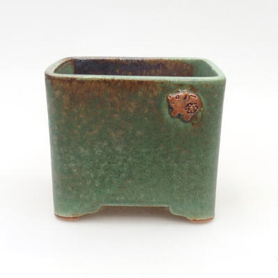 Bonsaischale aus Keramik 10 x 10 x 8,5 cm, Farbe grün-braun - 1