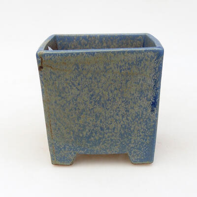 Bonsaischale aus Keramik 8,5 x 8,5 x 9 cm, Farbe blau-braun - 1