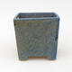 Bonsaischale aus Keramik 8,5 x 8,5 x 9 cm, Farbe blau-braun - 1/3