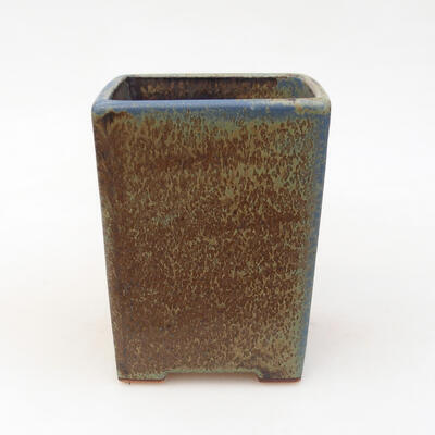 Bonsaischale aus Keramik 7,5 x 7,5 x 10 cm, Farbe blau-braun - 1