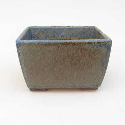 Bonsaischale aus Keramik 10,5 x 10,5 x 6,5 cm, Farbe blau-braun - 1