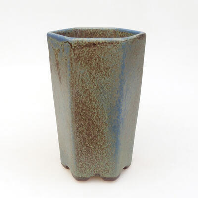 Bonsaischale aus Keramik 8,5 x 8,5 x 14,5 cm, Farbe blau-braun - 1