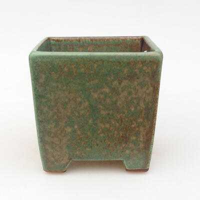 Bonsaischale aus Keramik 8,5 x 8,5 x 9 cm, Farbe grün-braun - 1