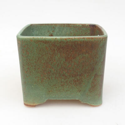 Bonsaischale aus Keramik 10,5 x 10,5 x 8,5 cm, Farbe grün-braun - 1
