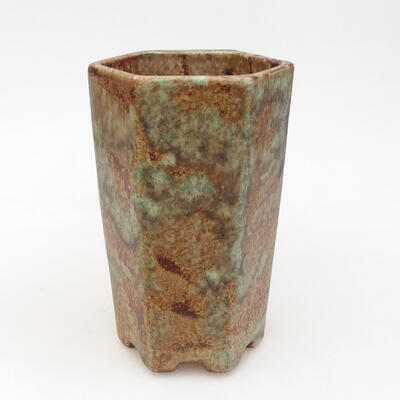 Bonsaischale aus Keramik 8,5 x 8,5 x 14,5 cm, Farbe grün-braun - 1