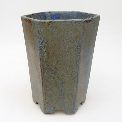 Bonsaischale aus Keramik 11,5 x 13 x 17 cm, Farbe blau-braun - 1