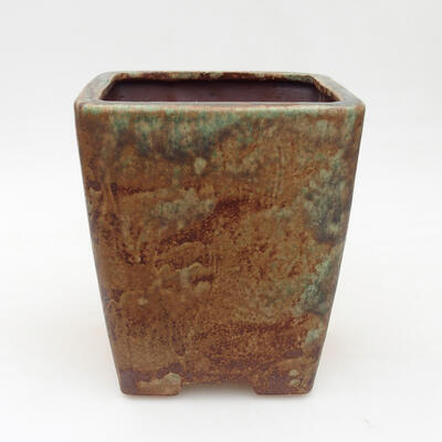 Bonsaischale aus Keramik 13 x 13 x 15,5 cm, Farbe grün-braun - 1
