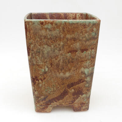 Keramik-Bonsaischale 15 x 15 x 19,5 cm, Farbe grün-braun - 1