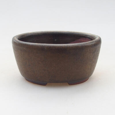 Bonsaischale aus Keramik 7,5 x 6,5 x 4 cm, Farbe braun - 1