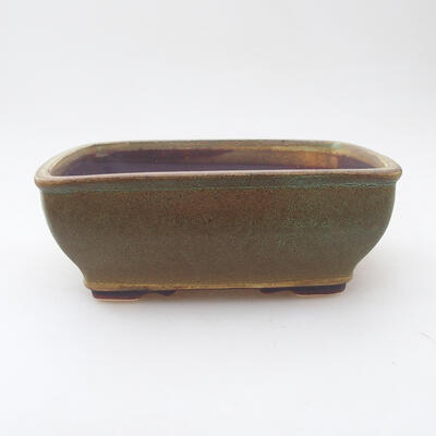 Keramik-Bonsaischale 12 x 15 x 6 cm, Farbe grün-braun - 1