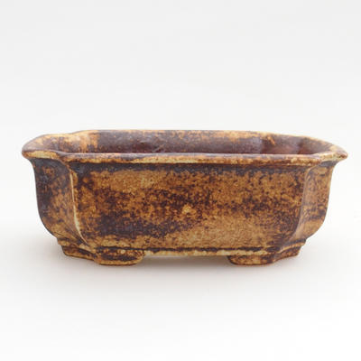 Keramik Bonsai Schüssel 12 x 8,5 x 4 cm, braun-gelbe Farbe - 1