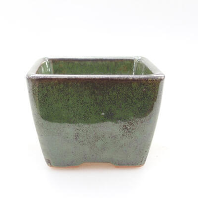 Keramik-Bonsaischale 6,5 x 6,5 x 5 cm, Farbe Metallgrün - 1