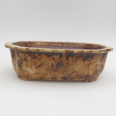 Keramik Bonsai Schüssel 24,5 x 20 x 7 cm, gelbe Farbe - 1
