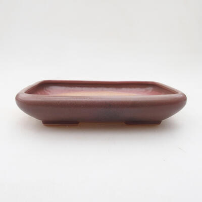 Keramik-Bonsaischale 13 x 16 x 3,5 cm, rosa-metallfarben - 1