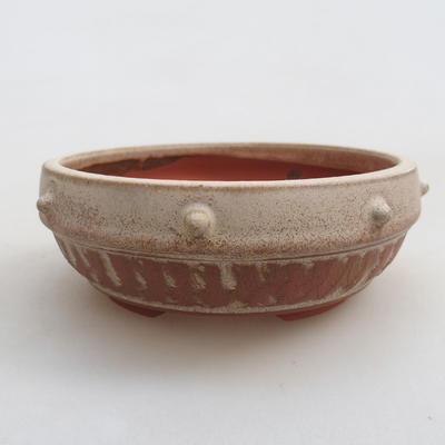 Keramik Bonsai Schüssel 14 x 14 x 5 cm, beige Farbe - 1