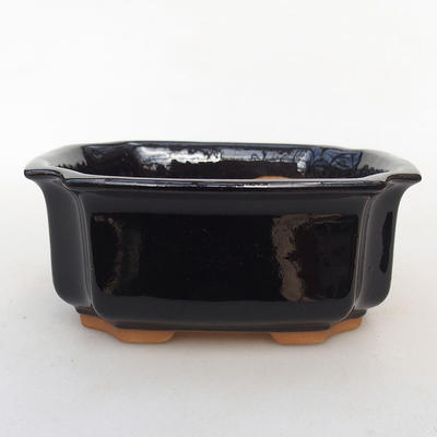 Bonsaischale aus Keramik H 01 - 12 x 9 x 5 cm, schwarz glänzend - 1