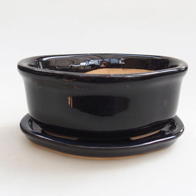 Bonsai Schale Tablett mit Wasser H05 +, schwarz glänzend