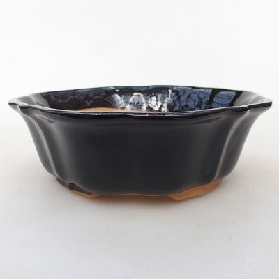 Bonsaischale aus Keramik H 06 - 14,5 x 14,5 x 4,5 cm, schwarz glänzend - 1