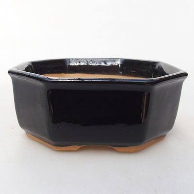 Keramik Bonsai Schüssel H 13 - 11,5 x 11,5 x 4,5 cm, schwarz glänzend - 1