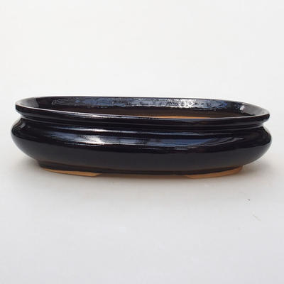 Bonsaischale aus Keramik H 15 - 26,5 x 17 x 6 cm, schwarz glänzend - 1