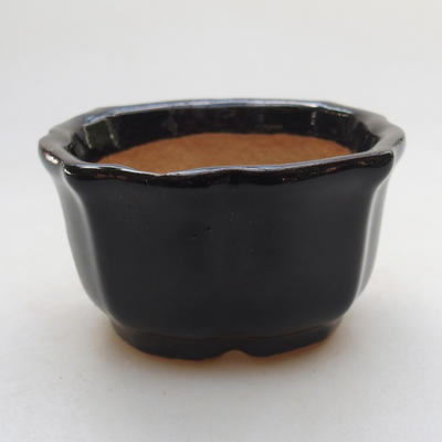 Keramik Bonsai Schüssel H 95 - 7 x 7 x 4,5 cm, schwarz glänzend - 1