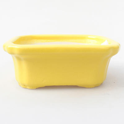 Keramik Bonsai Schüssel 10,5 x 8,5 x 4 cm, gelbe Farbe - 1